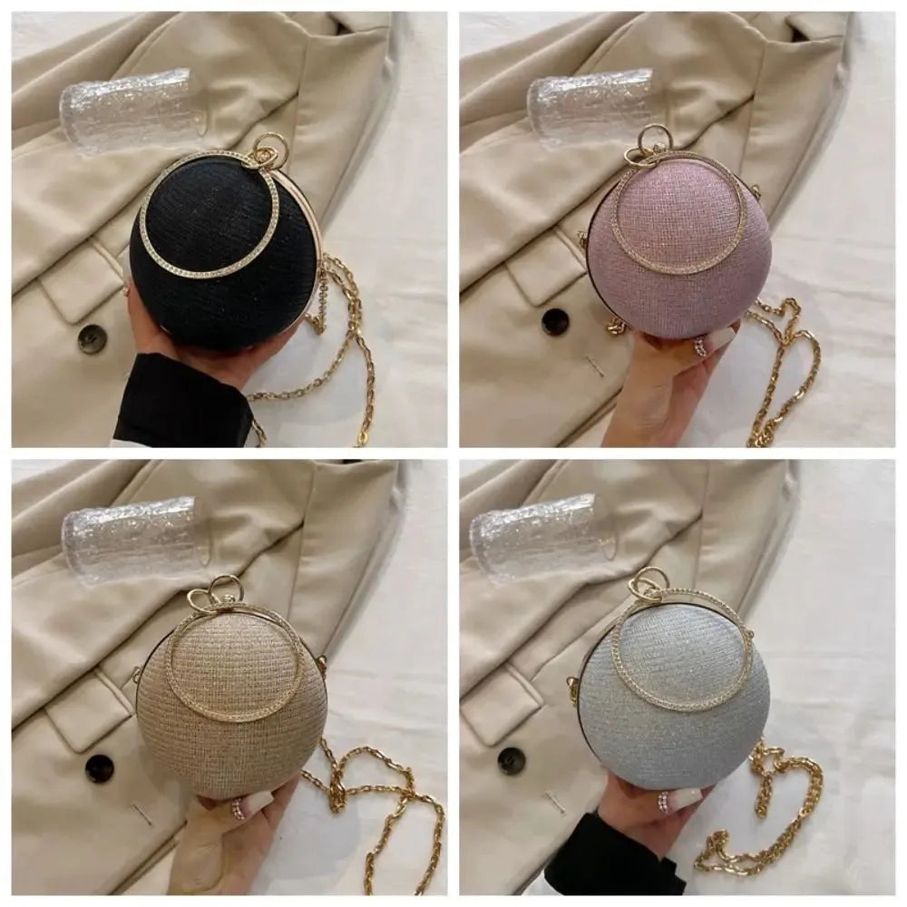 Glitter Evening Banquet Bag Portable Rhinestone Large Capacity Ladies Clutch Bag Shoulder Bag Wrist Bag Ball Handbag Women