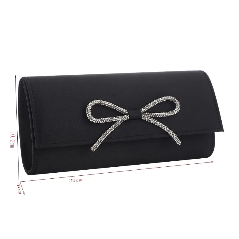 Fashion bow temperament dinner bag hand in hand to bag wedding party cosmetics storage bag metal chain shoulder bag