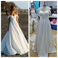 Beach Wedding Dress For Women Sexy Off The Shoulder Simple A Line Princess Bridal Gown Modern Robe De Mariee Customize