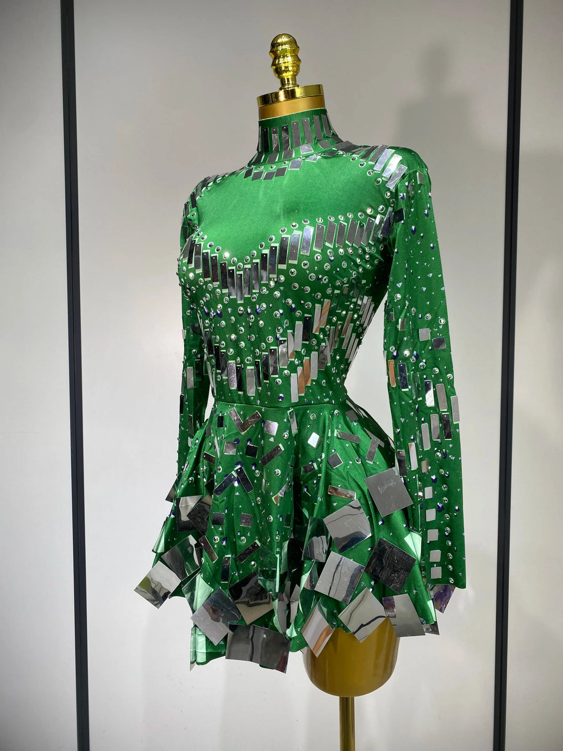 Women 2025 Sexy Elastic A-Line Dress Birthday Performance Costume Sparkly Sequin Nightclub Evening Party Hotwife Stage Outfit