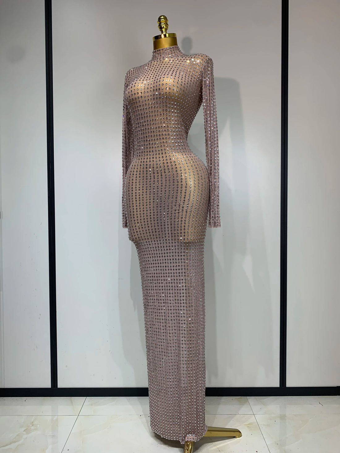 Sparkly Diamond Luxury Birthday Party Long Dress Elegant Celebrity Evening Party Nightclub Prom Dress Singer Dancer Stage Outfit