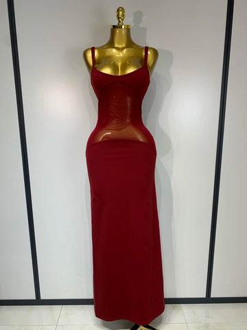 Sexy See Through Mesh Patchwork Long Dress 2025 Women Backless Bodycon Cocktail Party Elegant Luxury Birthday Dresses Vestidos