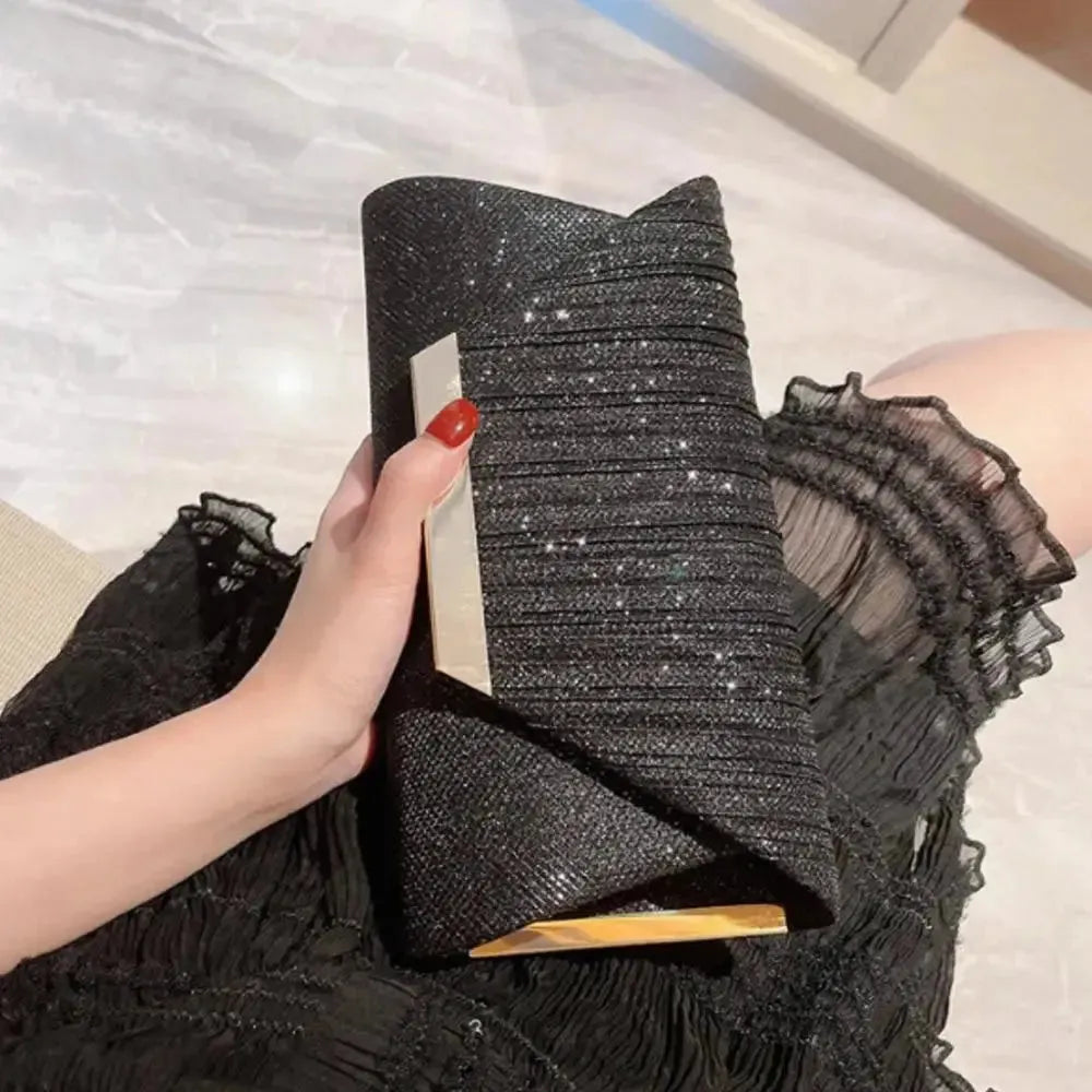 Fashion Women Handbag Luxury Apricot Evening Clutch Bag Party Single Chain Shoulder Bag Female Sequin Wedding Purse Bag