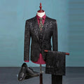 Fashion Boutique Men Leisure Business Suits Trousers Waistcoat / Male Flower Suit Blazers Jacket Coat Vest Pants 3 Pieces Sets 3 Pcs Set Black
