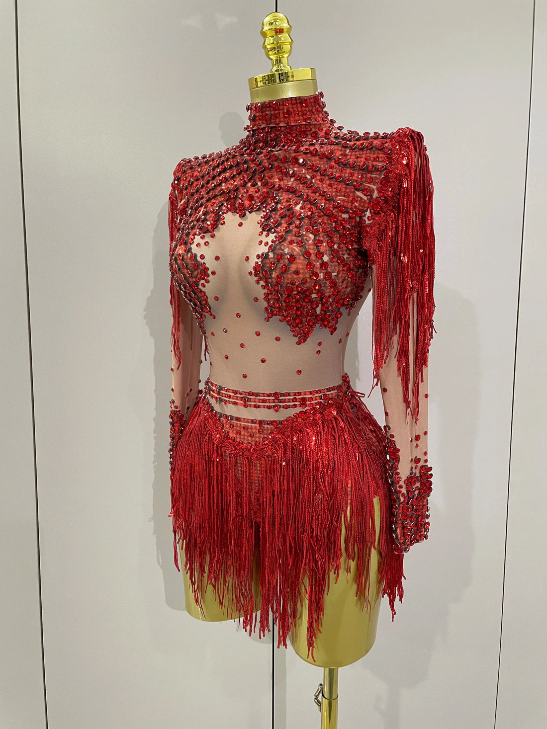 Sparkly Rhinestone Sequin Tassel Stretch Bodysuits  Women Birthday Party Nightclub Dj Stage Performance Costume