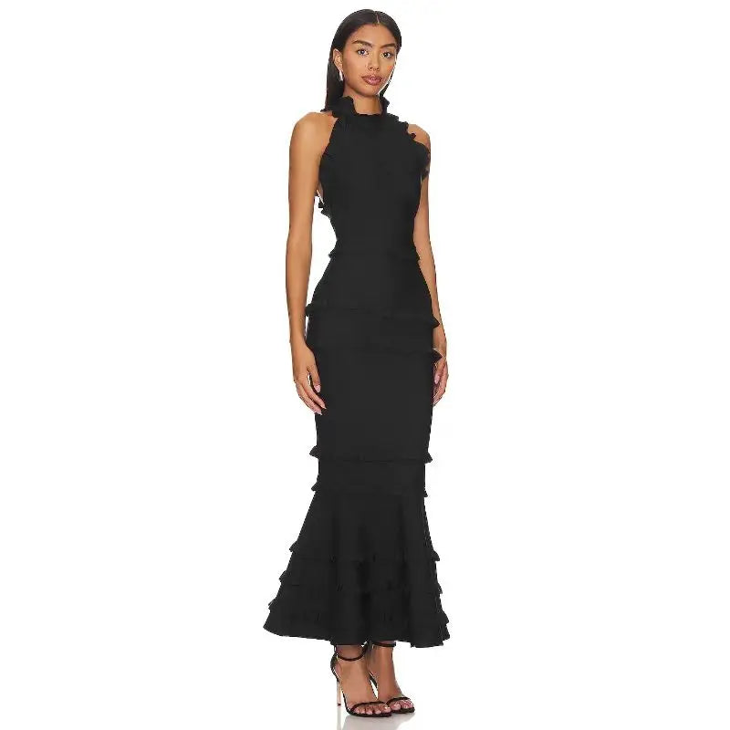 5 Colors Women Sexy Off the Shoulder Ruffles Bodycon Bandage Mermaid Dress Celebrate Evening Party Birthday Outfit Wear