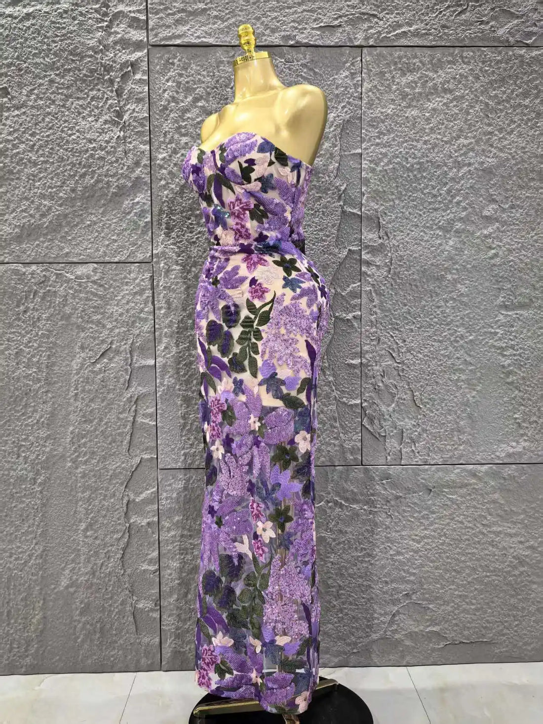 Women Sexy Strapless Embroidery Bodycon Long Dress Celebrate Evening Party Vacation Girls' Birthday Outfit