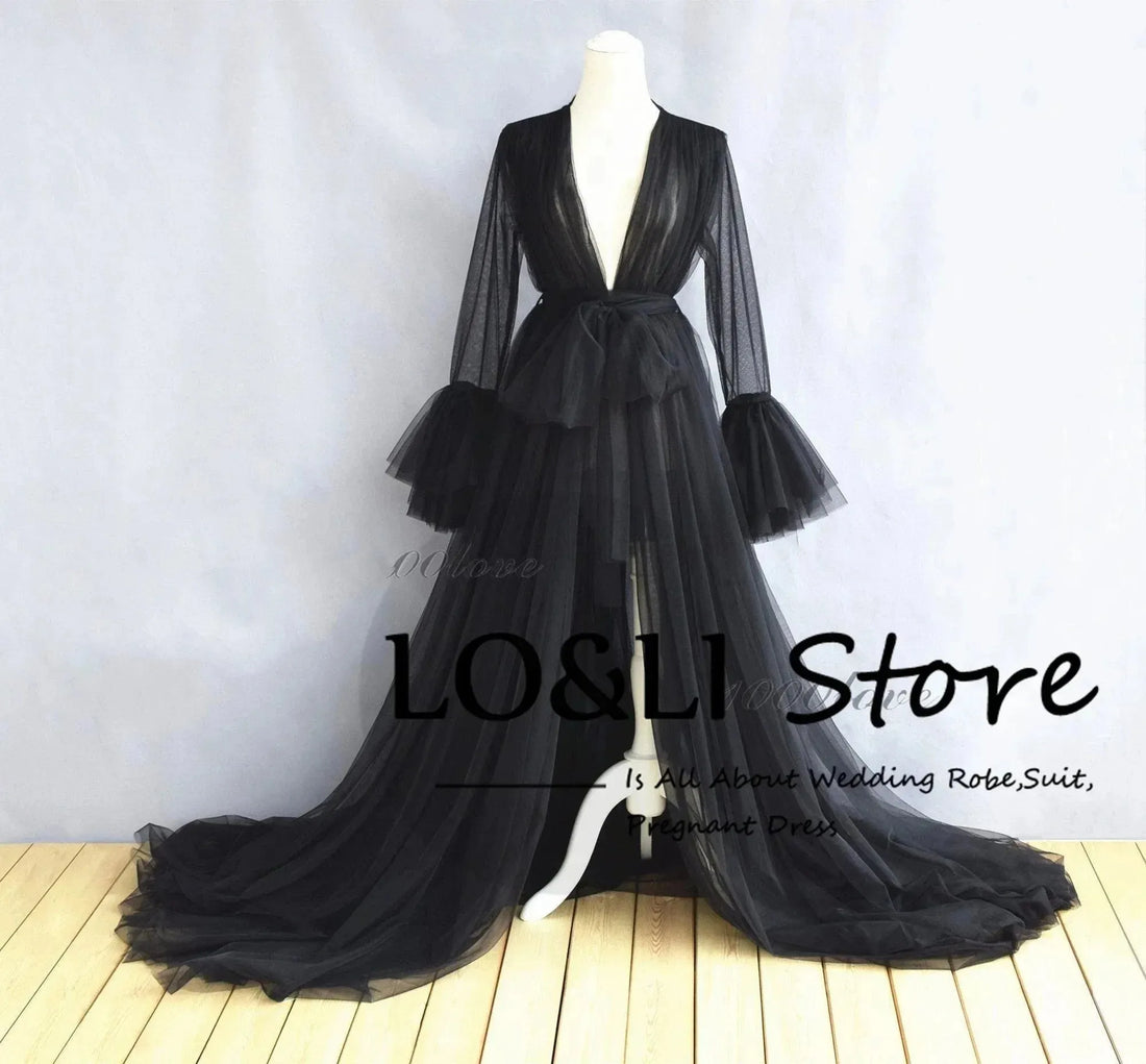 Custom Made White Tulle Robe Dress For Women Wedding Pajamas Gowns Bride Elegant Bride Bathrobe White