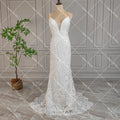Spaghetti Strap Lace Mermaid Wedding Dress Boho Beach Rustic Open Back Backless Cut Out Country Sweep Train Bridal Gowns