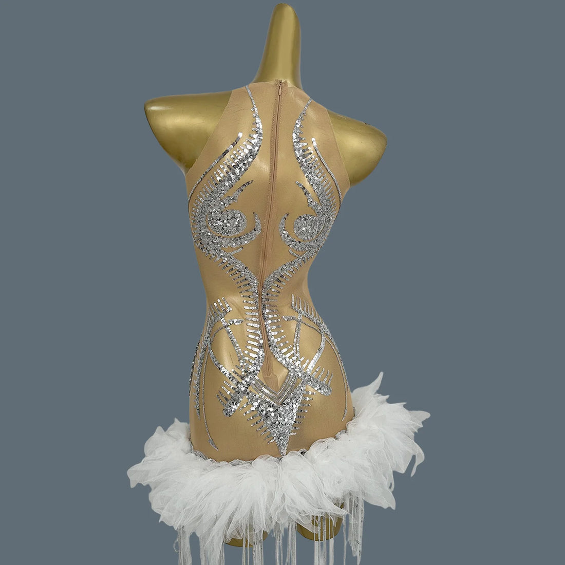 Neck-mounted Gauze Mini Dress Birthday Celebrate Party Mesh Short Outfit Sexy Women Hot Girls Night Bar Club Dance Wear Wandao