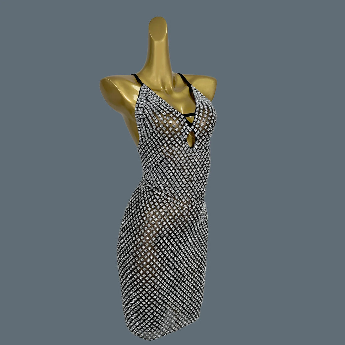 Women Fashion Crystals Mini Dress Luxury Sexy Stage Wear Birthday Party Prom Gwons Nightclub Performance Costume Fengwomei