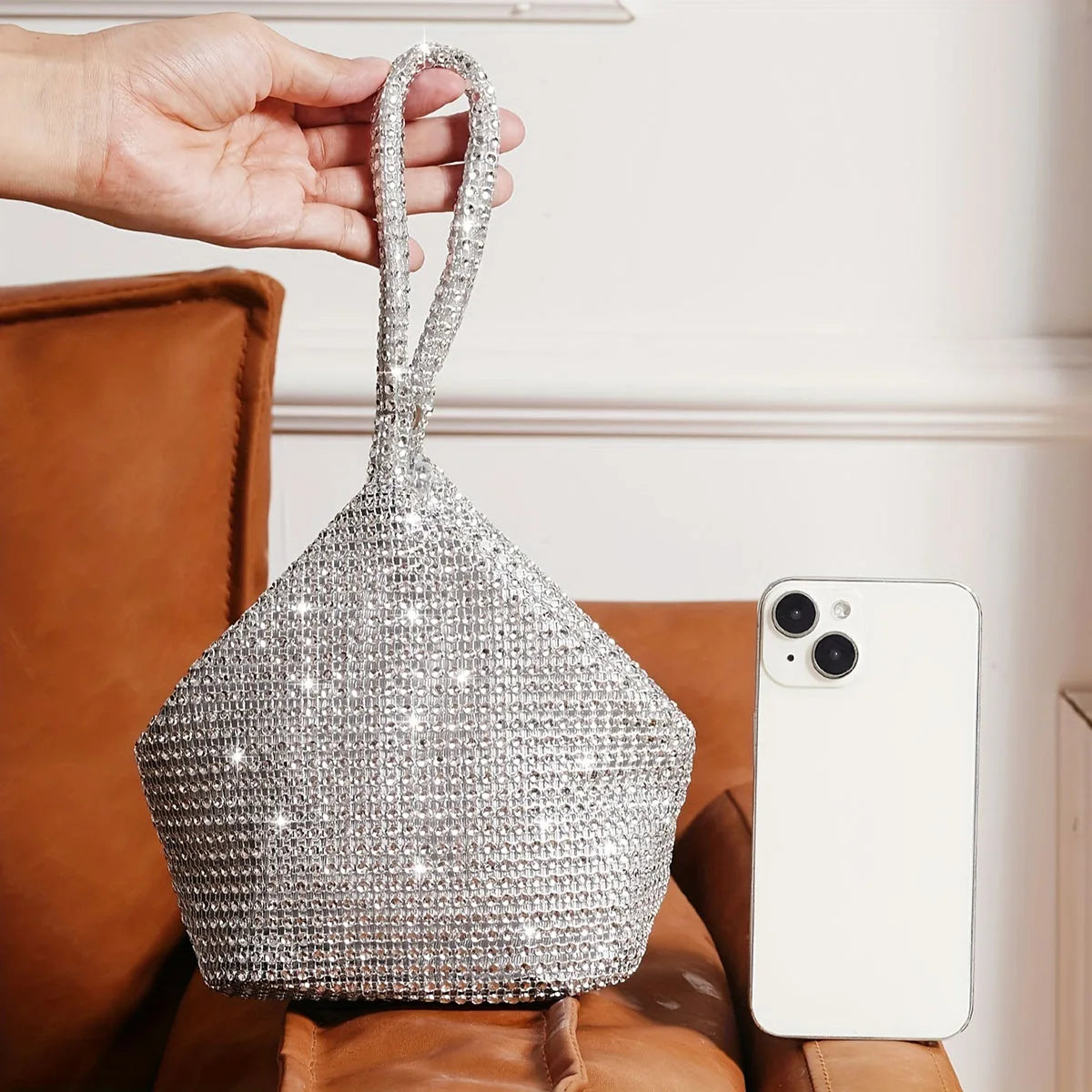 Rhinestone Evening Bag, Glitter Prom Purse, Triangle Designer Clutch Bag For Party Wedding