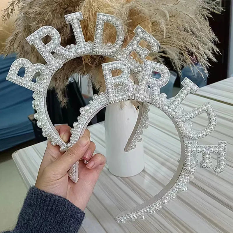 Brud til at være Pearl Crown pandebånd Bach Bachelorette Hen Party Bridal Shower Brush