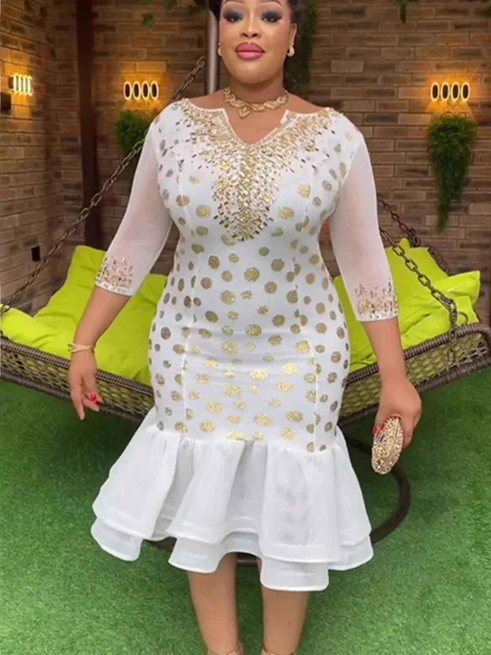 Plus Size African Party Dresses for Women Dashiki Ankara Wedding Evening Gown Sexy Bodycon Maxi Robe Africa Clothing 2024