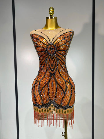 Sparkly Rhinestones Mesh Short Dress 2025 Sexy Sleeveless Luxury Birthday Evening Party Gown Performance Singer Stage Outfit