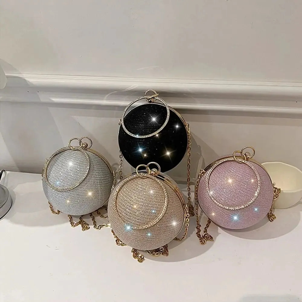 Glitter Evening Banquet Bag Portable Rhinestone Large Capacity Ladies Clutch Bag Shoulder Bag Wrist Bag Ball Handbag Women