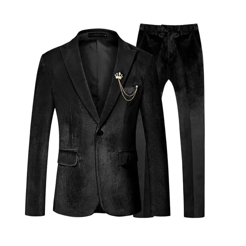 Casual Solid Color Men Suits One Button Peak Lapel Blazer Slim Fit 2 Piece Jacket Pants Outfits Male Clothing Daily Blazer Tenro same As Picture 2