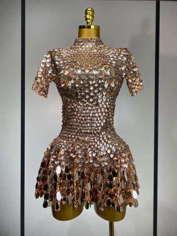 Sparkly Sequins Luxury Birthday Party Gown Short Dress Dancer Stage Performance Wear Women Sexy Nightclub Dress Festival Outfit