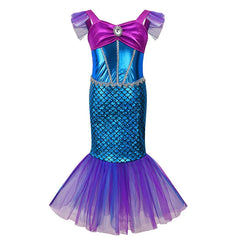 Historia Vestido de Ariel de La Sirenita Disfraz de Cosplay para Niñas Ropa de Fiesta de Cumpleaños de Carnaval de Halloween para Niños Vestidos de Graduación Azules 