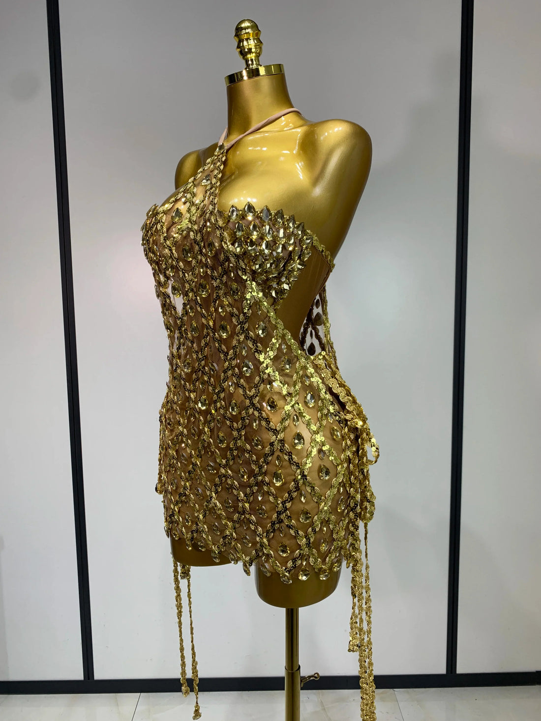 Sparkly Sequin Diamond Mesh Transparent Two Piece Set Women  Sexy Evening Party Celebrate Birthday Photo Shoot Wear