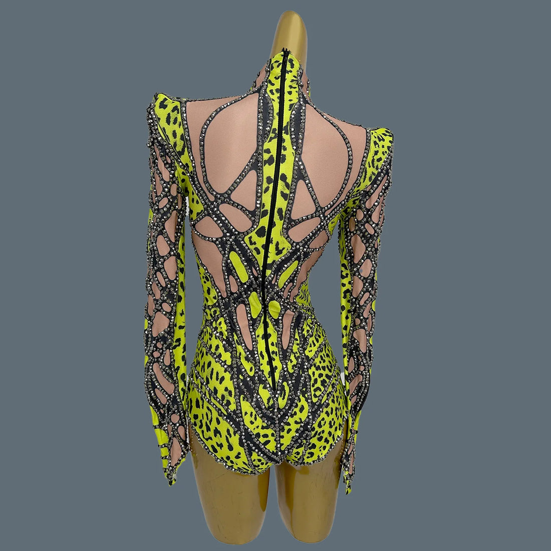 Sparkly Rhinestone Spandex Elastic Bodysuit gig Party Show Costume Fashion Women Dance Bodysuit Sexy Girls Club Wear Chongdong