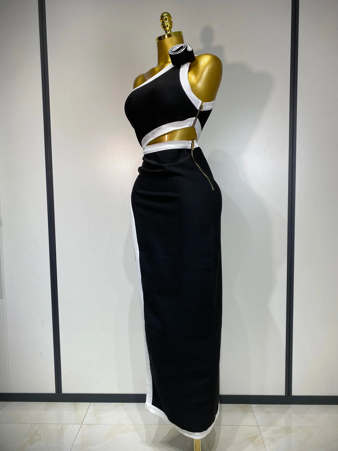 Women Celebrity Sexy One Shoulder Cut Out Split Maxi Long Bodycon Bandage Dress  Elegant Evening Club Birthday Party Dress