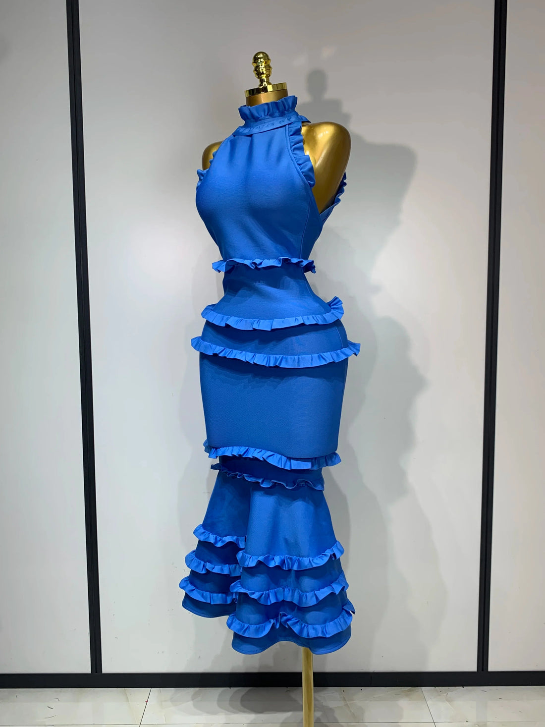 Women Sexy Backless Ruffles Bodycon Bandage Mermaid Dress 2025 Celebrate Evening Party Luxury Birthday Wedding Guest Dress