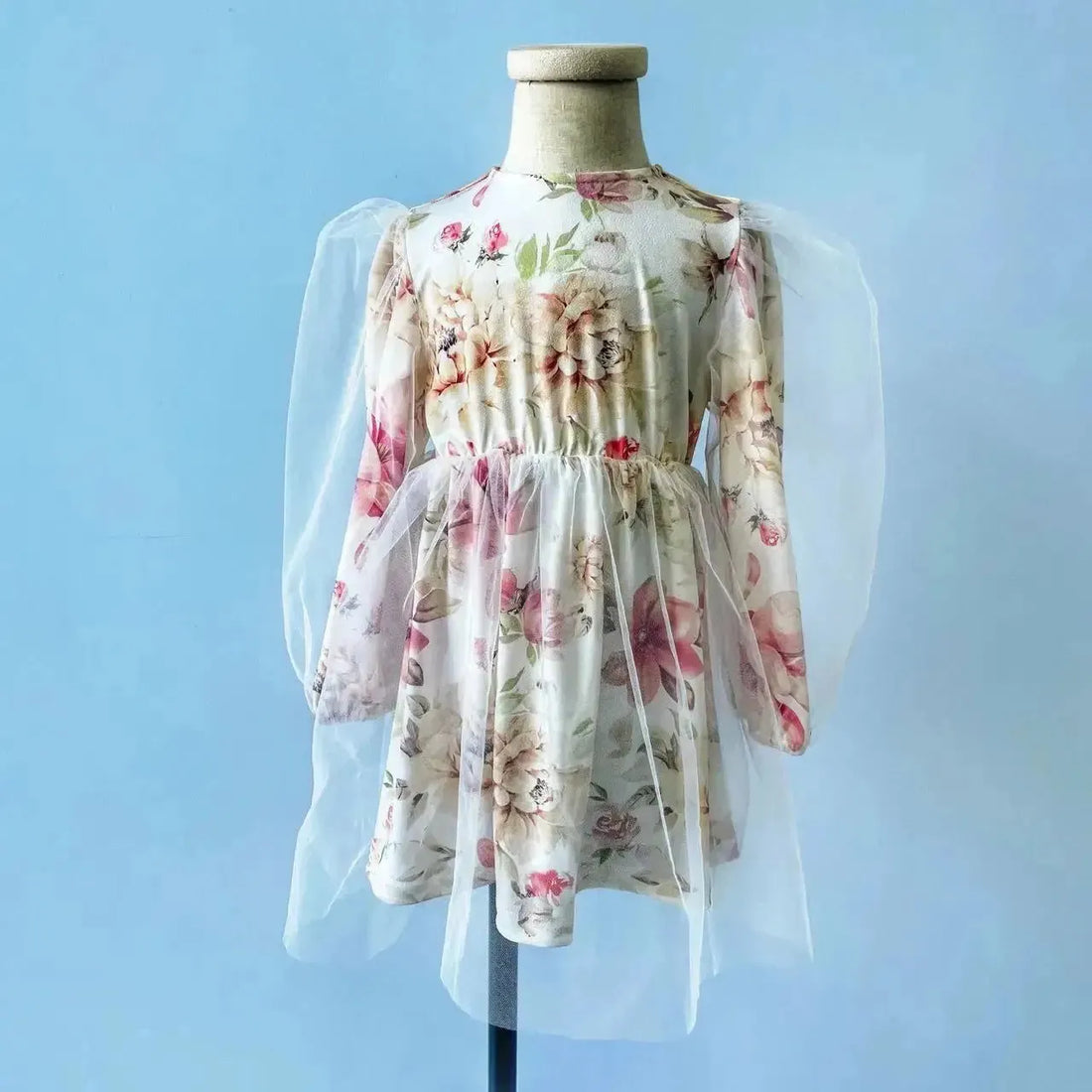 Joyccin Party Princess Dress for Girls Elegant Flower Floral Print Mother Daughter Sweet Puff Sleeve Trendy Toddler Girl Wedding White Mix Floral