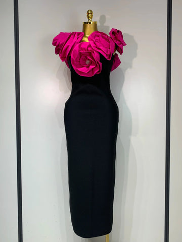 Women 2025 Sexy Off Shoulder Flower Diamonds Bodycon Bandage Dress 2025 Celebrity Elegant Evening Luxury Birthday Party Dresses