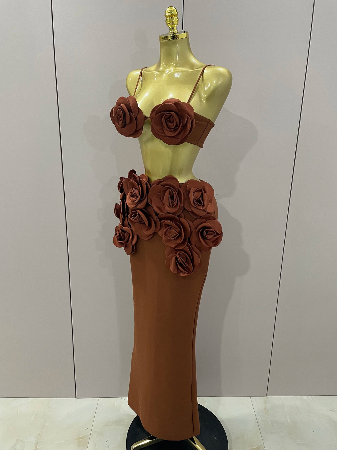 Sexy Camisole Floral Bandage Long Skirts 2-Piece Set  Women Celebrity Elegant Party Cocktail Prom Gown Nightclub Outfit