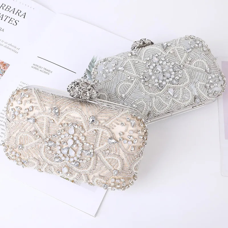 New Women's Handheld Bag with European and American Style Diamond Embedding Party Evening Dress Bag Bridesmaid Storage Bag