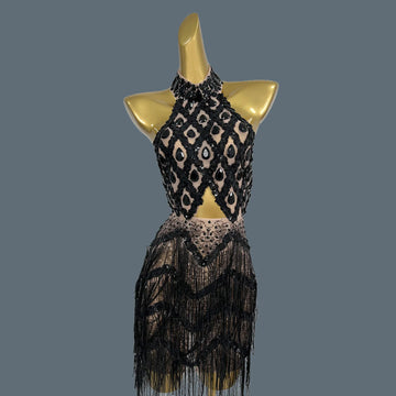 Sequins Rhinestone Sexy Tassel Dresses For Women Party Club Night Showgirl Backless Mini Dress Birthday Prom Stage Show Sanjiao