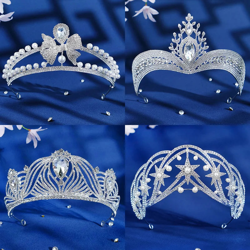 Large Tiaras Bride Luxury Crown Rhinestones Rote Krone Tiara For Wedding Bride Women Alloy Hair Accessories
