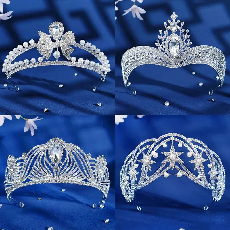 Large Tiaras Bride Luxury Crown Rhinestones Rote Krone Tiara For Wedding Bride Women Alloy Hair Accessories
