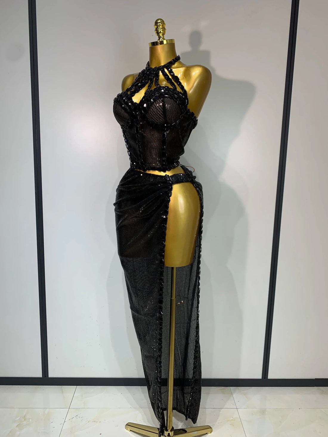 Sexy Shiny Diamond Two Piece Set  Women Evening Celebrate Festival Luxury Birthday Party Nightclub Singer Stage costume