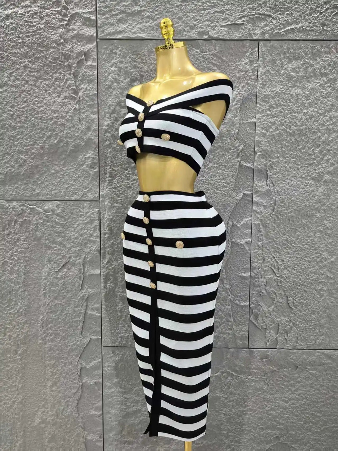 Women Sexy Slash Neck Off the Shoulder 2 Pieces Bodycon Long Bandage Dress Nightclub Party Bar Fashion Outfit