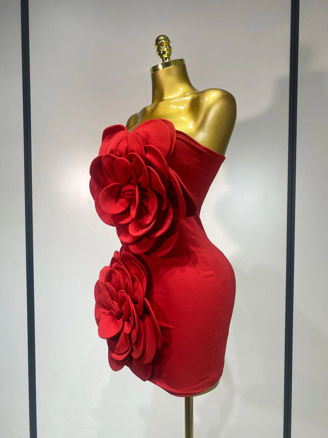 Women Sexy Strapless Backless Flower Red Mini Bodycon Dress 2025 Celebirty Elegant Evening Club Party Luxury Birthday Dresses