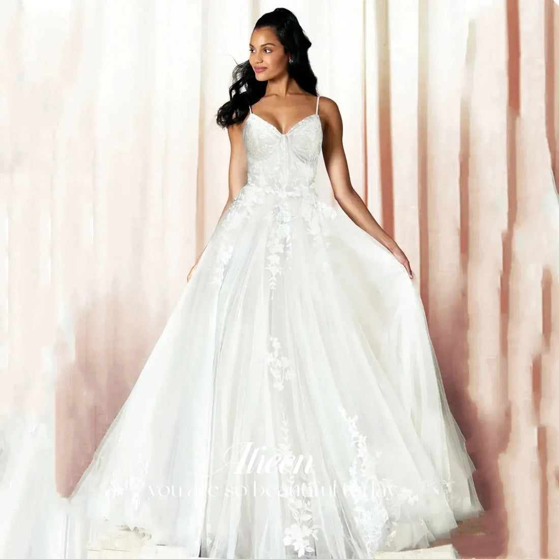 Aileen Suitable Dresses on Request Champagne Ball Gowns Tailing Luxurious Women's Evening Dresses for Prom Line A Wedding Dress Custom Color 