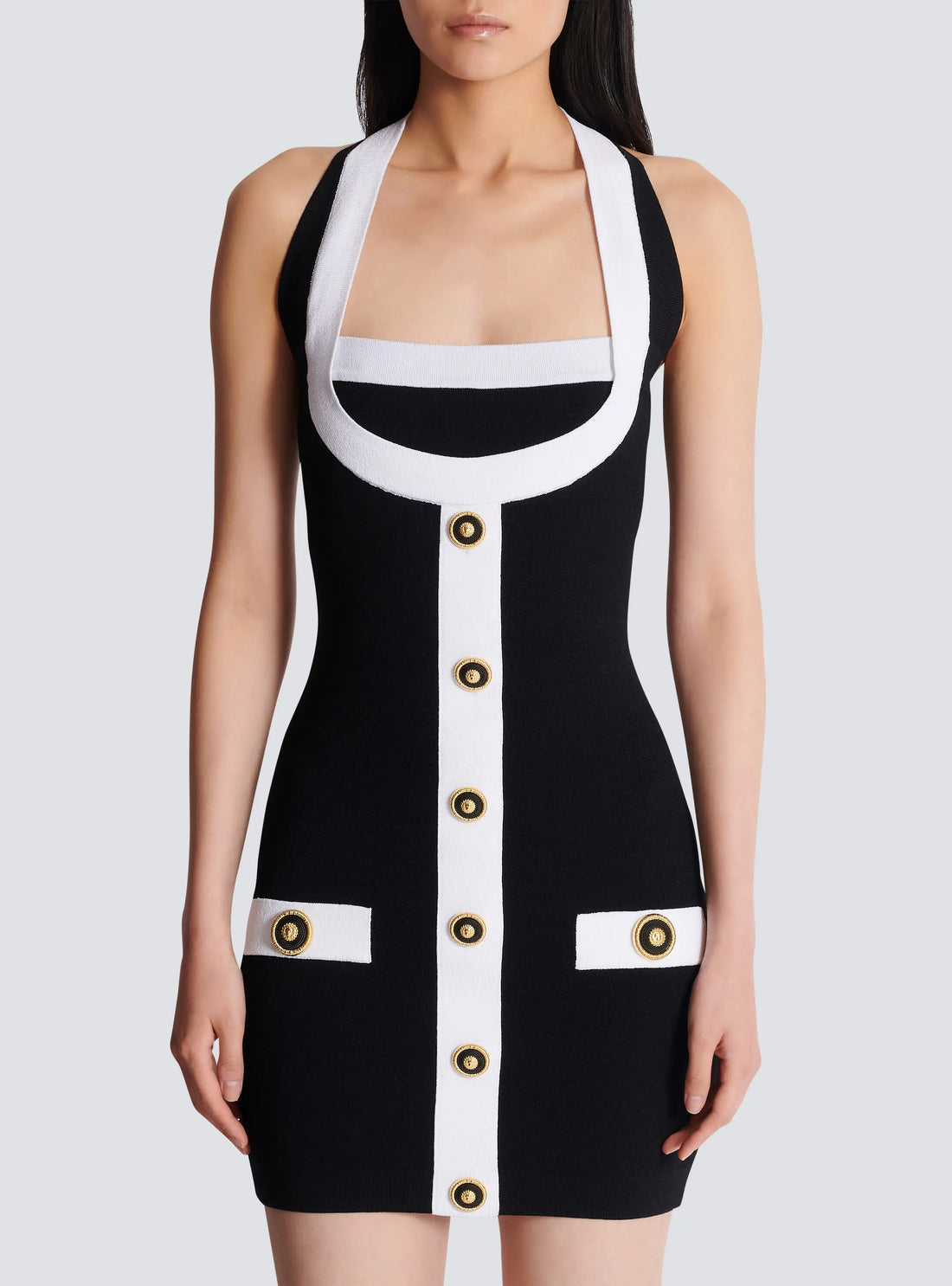 2025 New Spring Simple Design Black Patchwork White Line Bandage Mini Dress Sweet Fashion Woman Party Outfit High Stree Wear