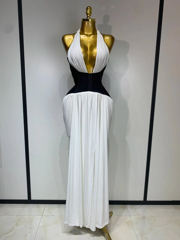 Women Sexy Backless Halter Front Slit Maxi Long Dress Elegant Evening Party Club Dress Luxury Birthday Wedding Guest Gown