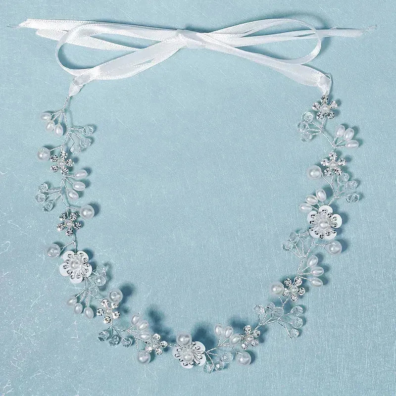 Flower Pearl Wreath Bride Garland Head Hoop Wedding Hair Jewelry Bridal Accessories Crystal Rhinestone Headbands