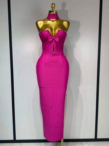 Women Sexy Bodycon Dress Fashion Elegant Strapless Sleeveless Bow Slim Dress Casual Streetwear Club Birthday Party Dresses