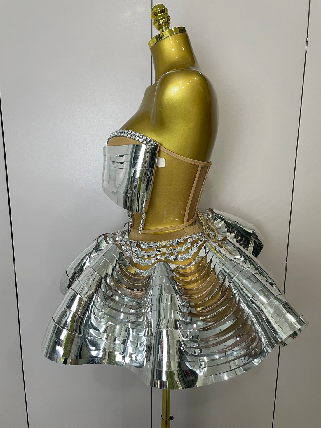 Women Silver Sequins Rhinestone Sexy Backless Two Piece Set  Birthday Party Club Fancy Outfit Stage Performance Costume