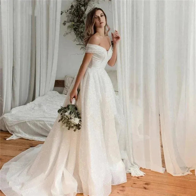 Sweetheart Wedding Dresses Graceful Bridal Gowns Voile Robes A-Line Elegant Dress For Women Off The Shoulder Vestidos De Novia As pics