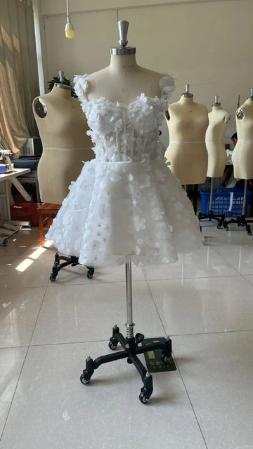 2024 Spaghetti Strap renda Mini vestidos de noiva simples vestido de baile de formatura sem mangas para festa de aniversário