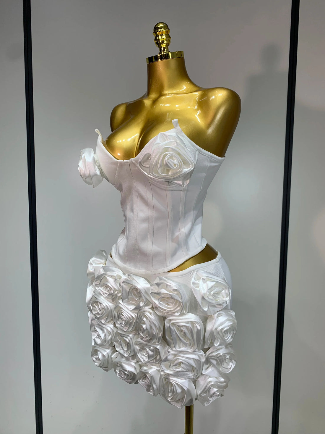 Women Sexy Backless Sleeveless 3D Flower Strapless Two Piece Set 2025 Celebirty Elegant Evening Club Party Luxury Birthday Gown