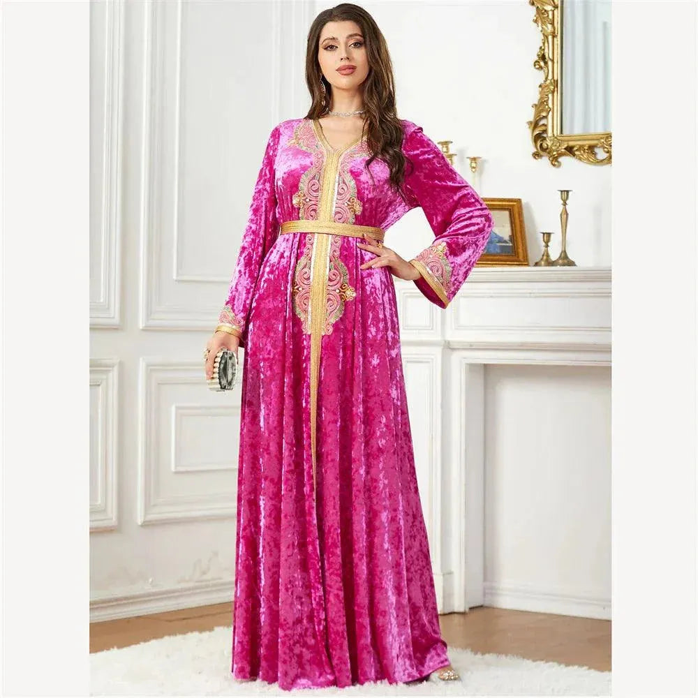 Velours Automne Hiver Maroc Luxe Femmes Musulmanes Abaya