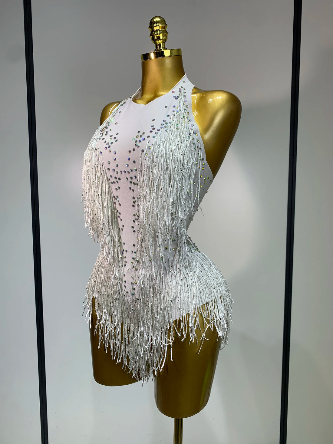 Sparkly Rhinestones Fringes Leotard Women Nightclub Evening Party Outfit Dance Costume Stage Outfit Sexy Performance Bodysuit