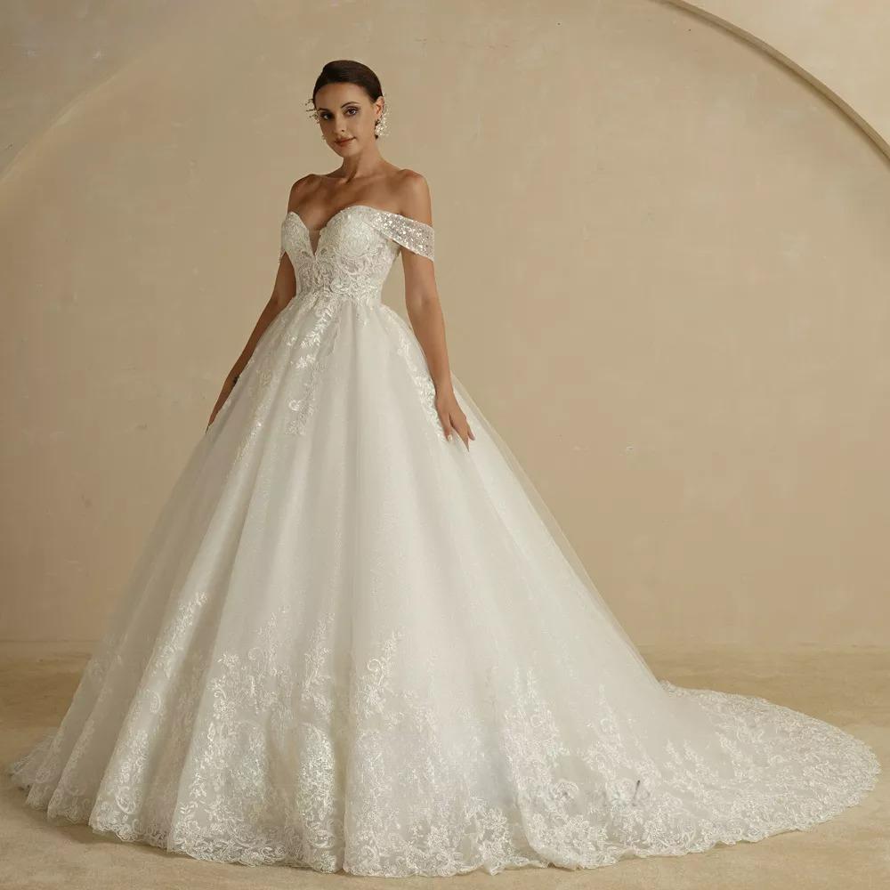 Prinzessin Schatz Hochzeitskleid für Frauen Elfenbein Glitzer Rock ärmellose Hofzug Vintage Braut Brautkugelkleid