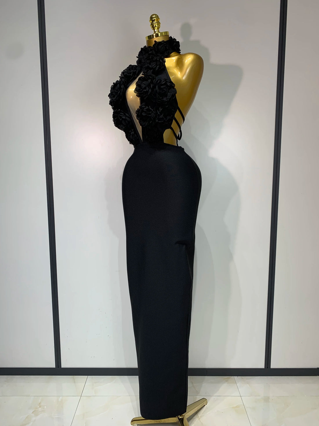 Women Sexy Halter Hollow Out Flowers Bodycon Bandage Dress Red Backless Celebirty Elegant Party Luxury Birthday Wedding Dresses